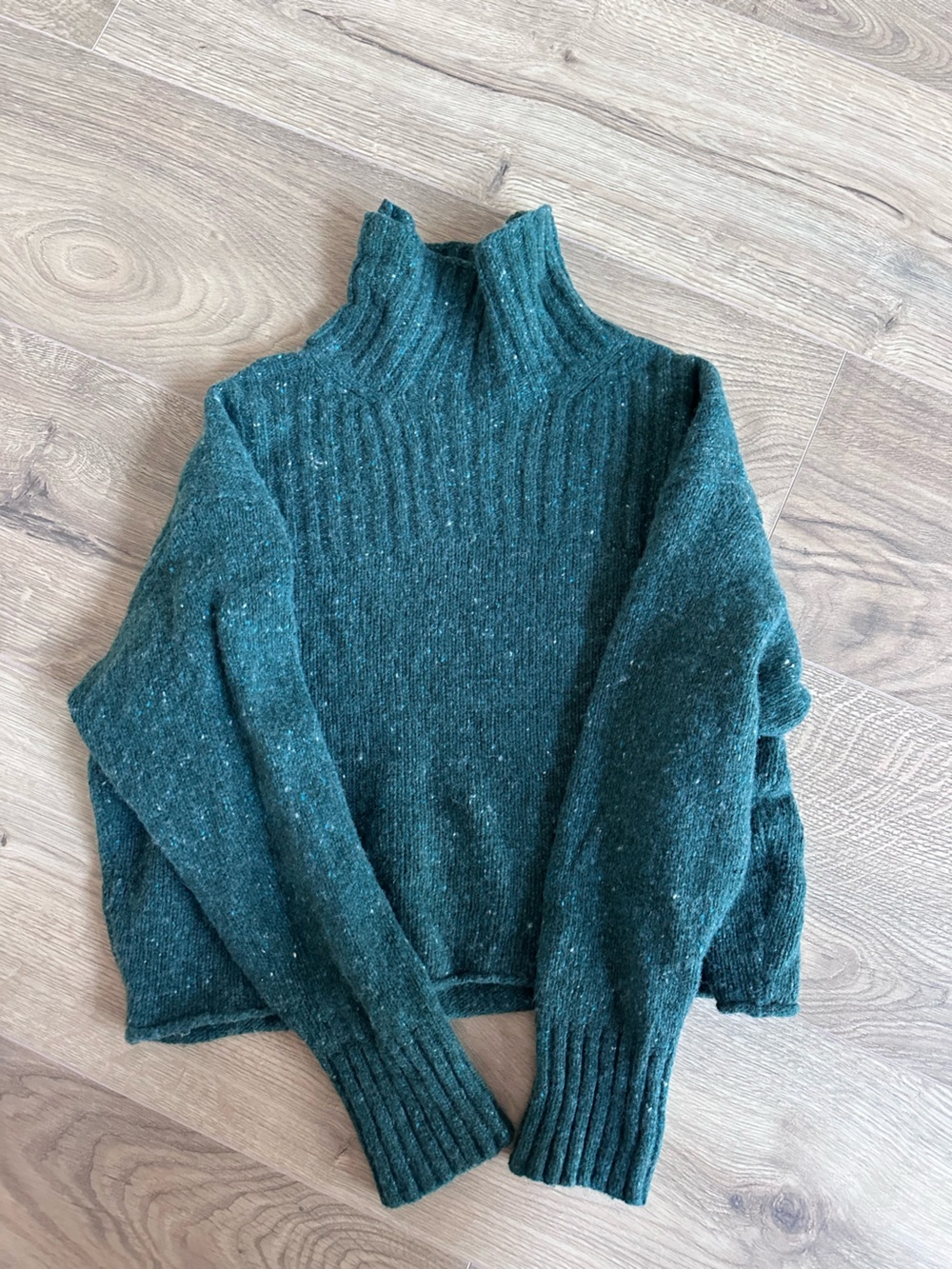 J.Crew Wool Green Ribbed Mock Neck Sweater Size S